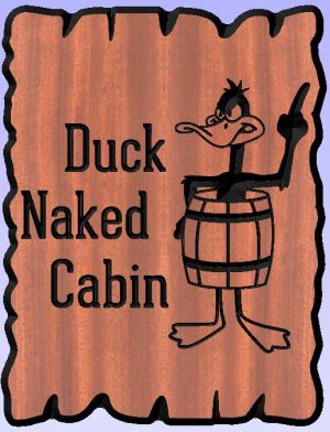 Duck Naked Cabin sign